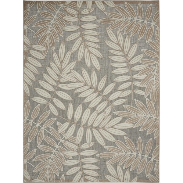 Homeroots 7 x 10 ft. Natural Leaves Indoor & Outdoor Area Rug 384959 - main